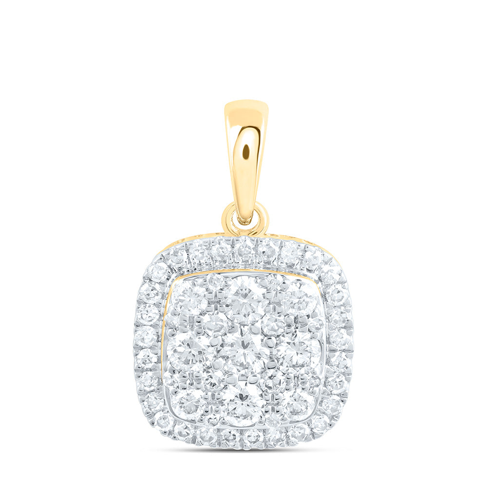 10K Yellow Or White Gold 1/3 Cttw Natural Diamond Nk Fashion Cushion Pendant