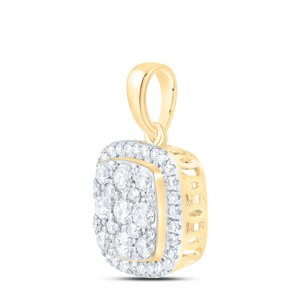 10K Yellow Or White Gold 1/3 Cttw Natural Diamond Nk Fashion Cushion Pendant