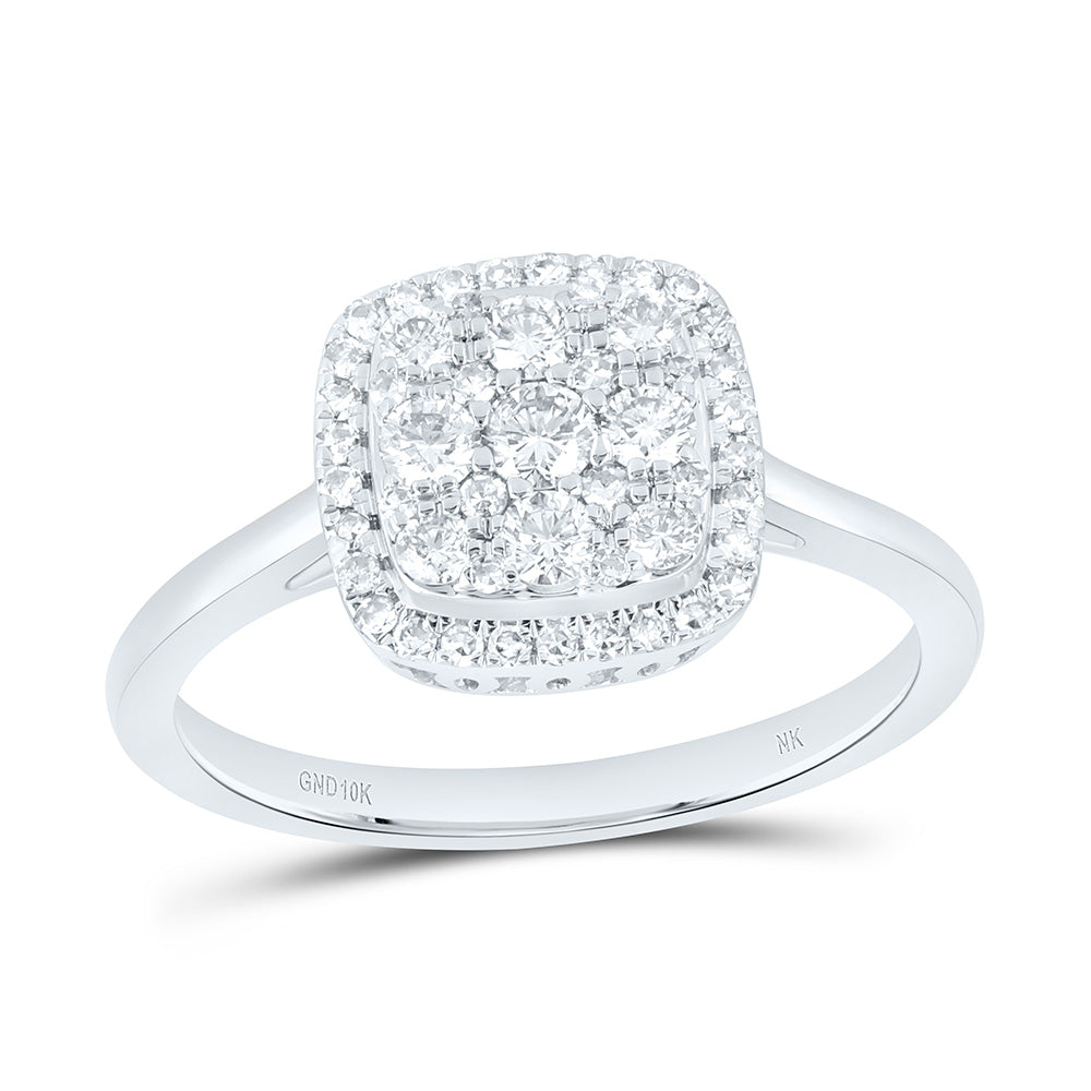 10K Yellow Or White Gold 1/2 Cttw Natural Diamond Nk Fashion Cushion Bridal Anniversary Wedding Engagement Band Ring