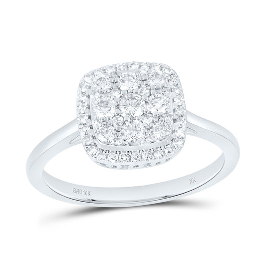 10K Yellow Or White Gold 1/2 Cttw Natural Diamond Nk Fashion Cushion Bridal Anniversary Wedding Engagement Band Ring