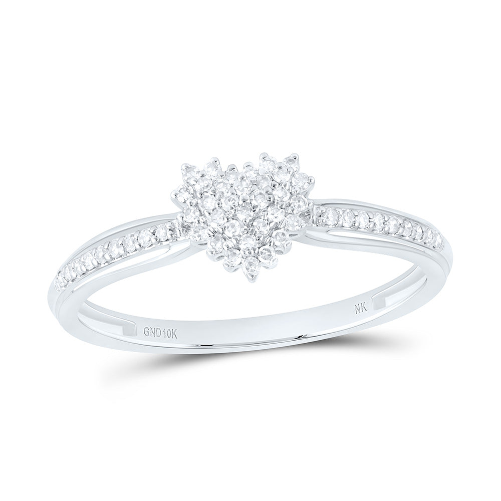 10K Yellow Or White Gold 1/6 Cttw Natural Diamond Nk Fashion Heart Bridal Anniversary Wedding Engagement Band Ring