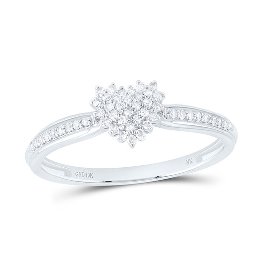 10K Yellow Or White Gold 1/6 Cttw Natural Diamond Nk Fashion Heart Bridal Anniversary Wedding Engagement Band Ring