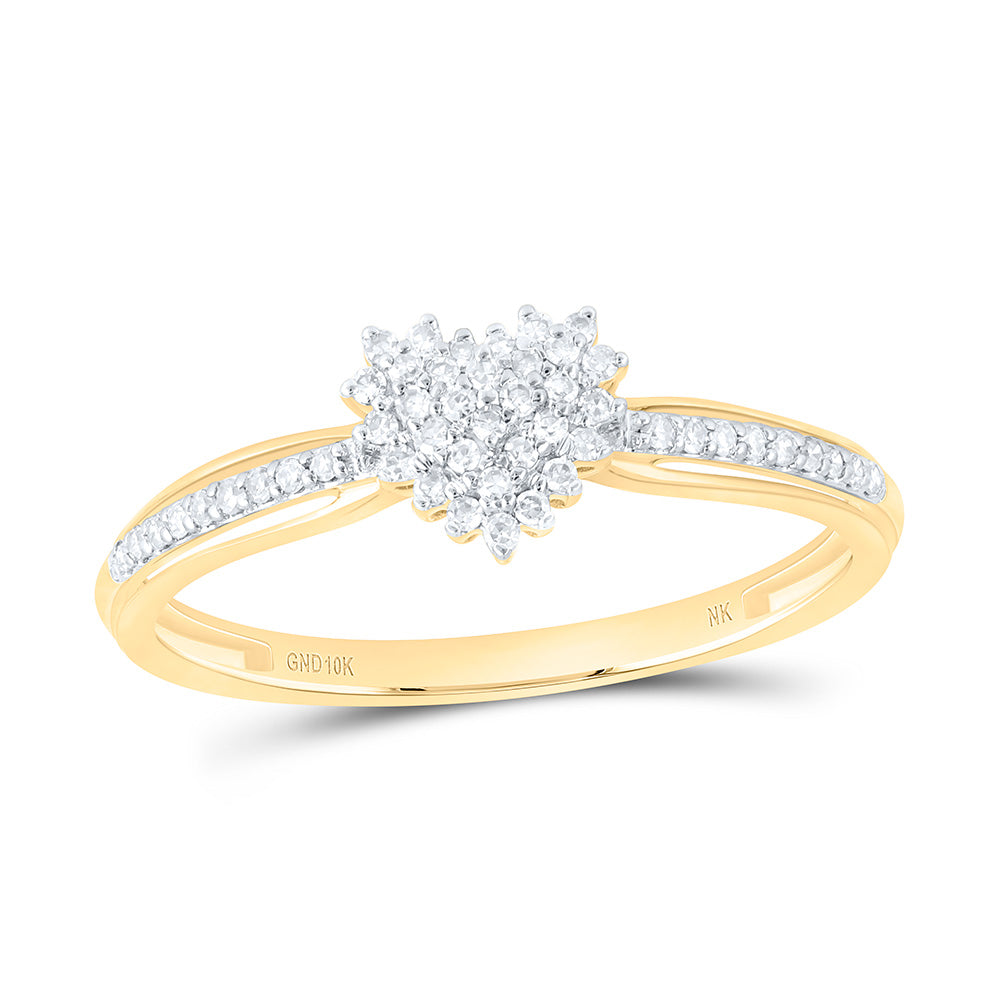 10K Yellow Or White Gold 1/6 Cttw Natural Diamond Nk Fashion Heart Bridal Anniversary Wedding Engagement Band Ring