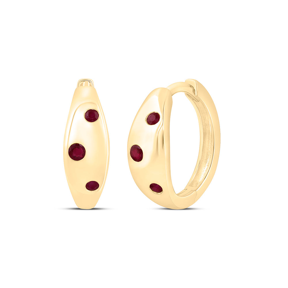 14K Yellow Or White Gold 1/6 Cttw Round Natural Gem Hoop Earring