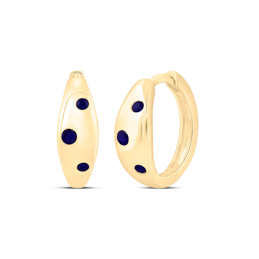 14K Yellow Or White Gold 1/6 Cttw Round Natural Gem Hoop Earring