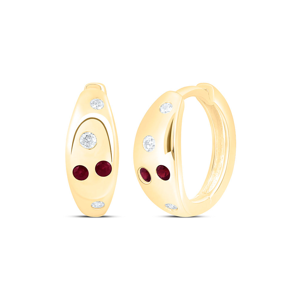 14K Yellow Or White Gold 1/10 Cttw Natural Diamond Ana M Round Natural Gem Hoop Earring