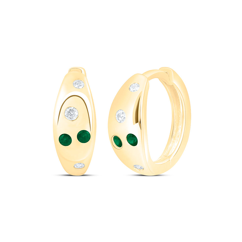 14K Yellow Or White Gold 1/10 Cttw Natural Diamond Ana M Round Natural Gem Hoop Earring