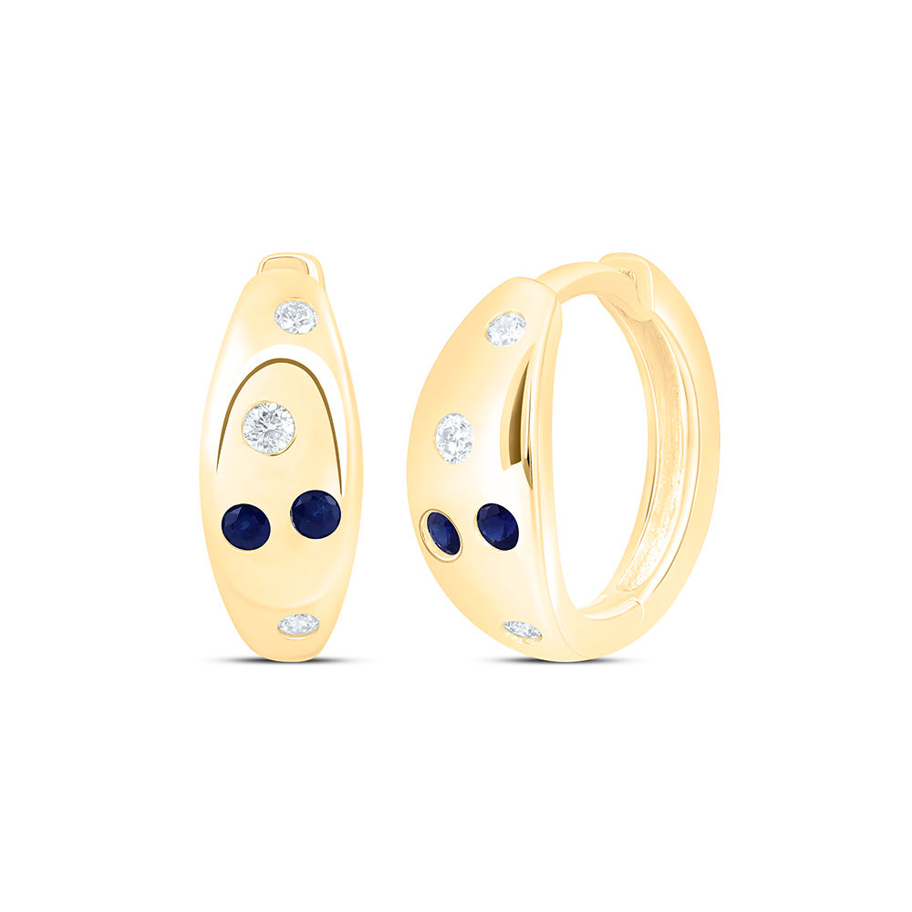 14K Yellow Or White Gold 1/10 Cttw Natural Diamond Ana M Round Natural Gem Hoop Earring
