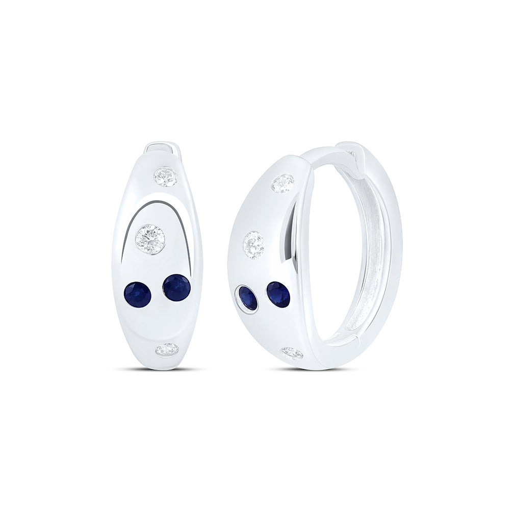 14K Yellow Or White Gold 1/10 Cttw Natural Diamond Ana M Round Natural Gem Hoop Earring