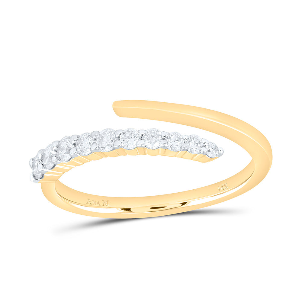 14K Yellow Or White Gold 1/3 Cttw Natural Diamond Ana M Fashion Bridal Anniversary Wedding Engagement Band Ring