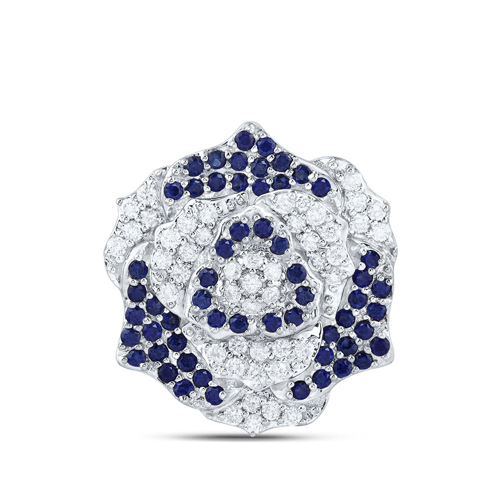 14K Yellow Or White Gold 1/4 Cttw Natural Diamond Ana M 1/3 Cttw Round Natural Gem Flower Pendant
