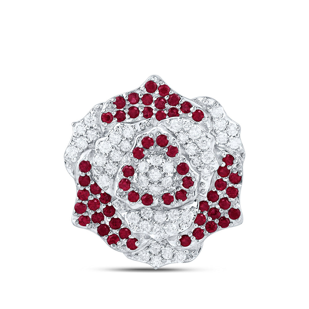 14K Yellow Or White Gold 1/4 Cttw Natural Diamond Ana M 1/3 Cttw Round Natural Gem Flower Pendant