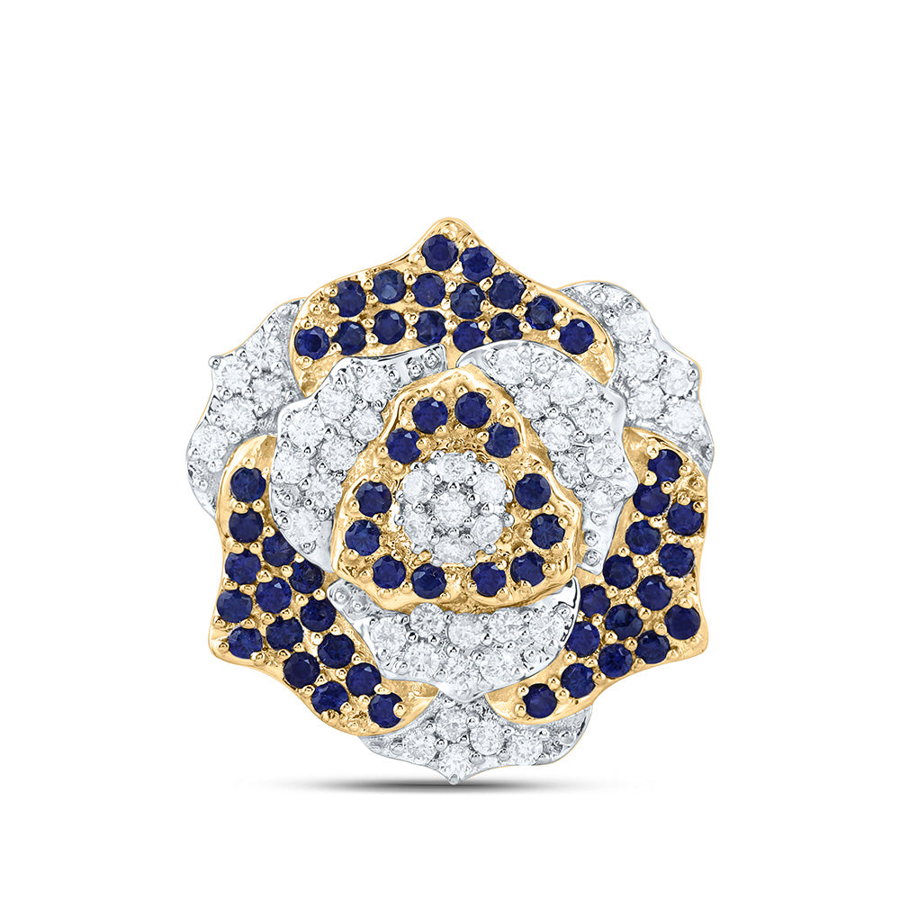 14K Yellow Or White Gold 1/4 Cttw Natural Diamond Ana M 1/3 Cttw Round Natural Gem Flower Pendant