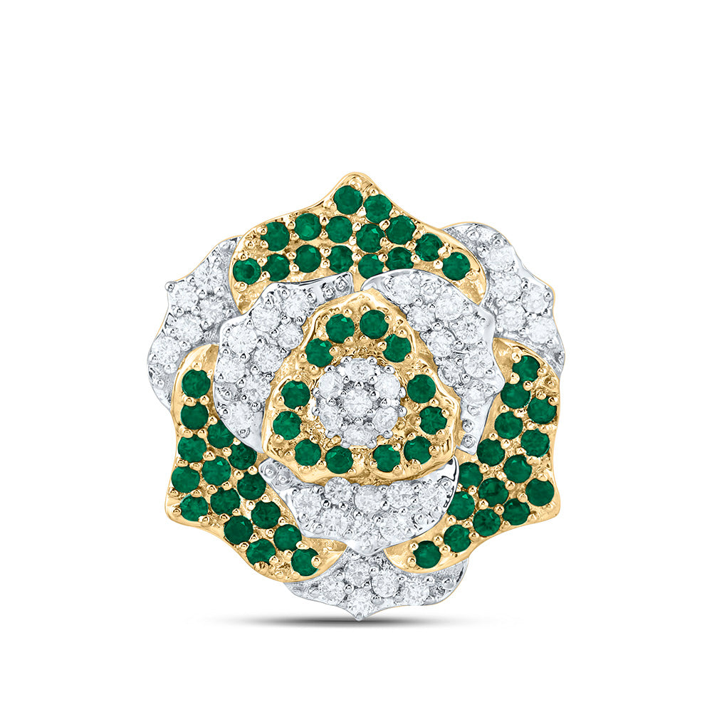 14K Yellow Or White Gold 1/4 Cttw Natural Diamond Ana M 1/3 Cttw Round Natural Gem Flower Pendant