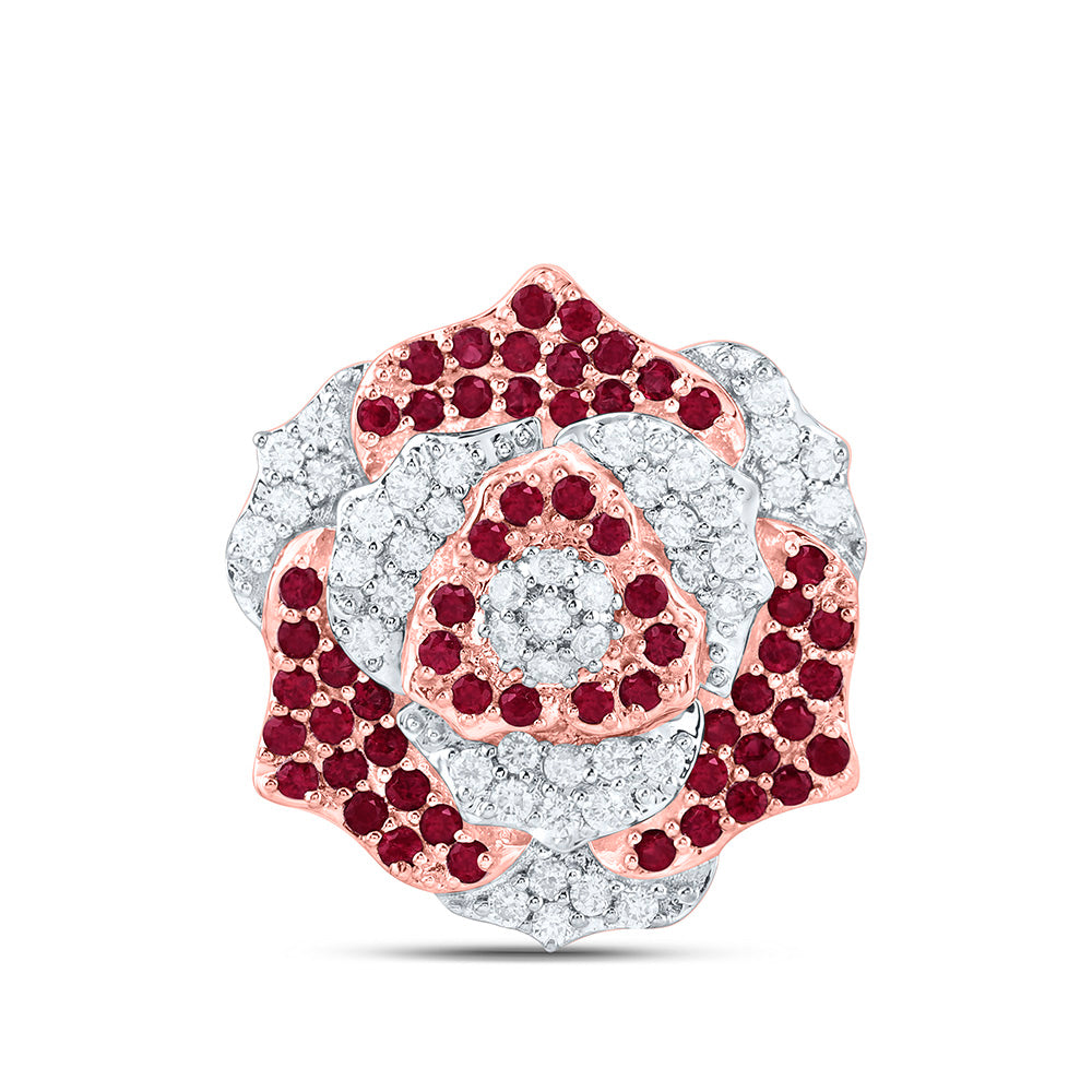 14K Yellow Or White Gold 1/4 Cttw Natural Diamond Ana M 1/3 Cttw Round Natural Gem Flower Pendant