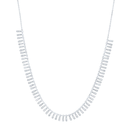 14K White Gold 1Ctw Natural Diamond Cn Fashion Necklace (18 Inch)