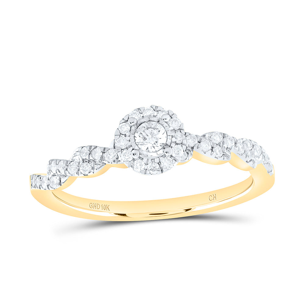 10K Yellow Or White Gold 1/4 Cttw Natural Diamond Cn Fashion Round Promise Bridal Anniversary Wedding Engagement Band Ring