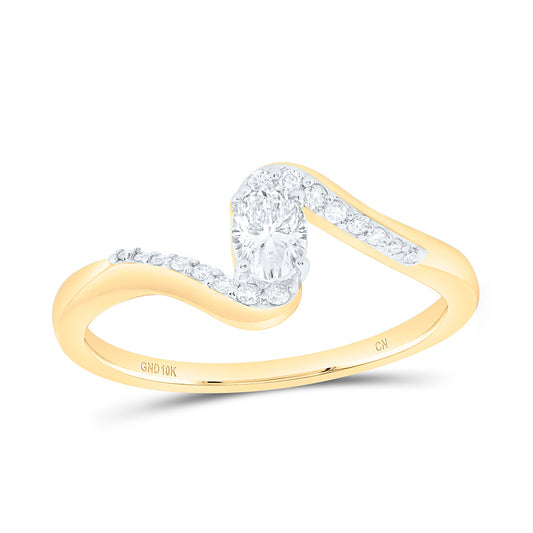 10K Yellow Or White Gold 1/3 Cttw Natural Diamond Cn 1/4 Cttw Center Oval Fashion Oval Promise Bridal Anniversary Wedding Engagement Band Ring