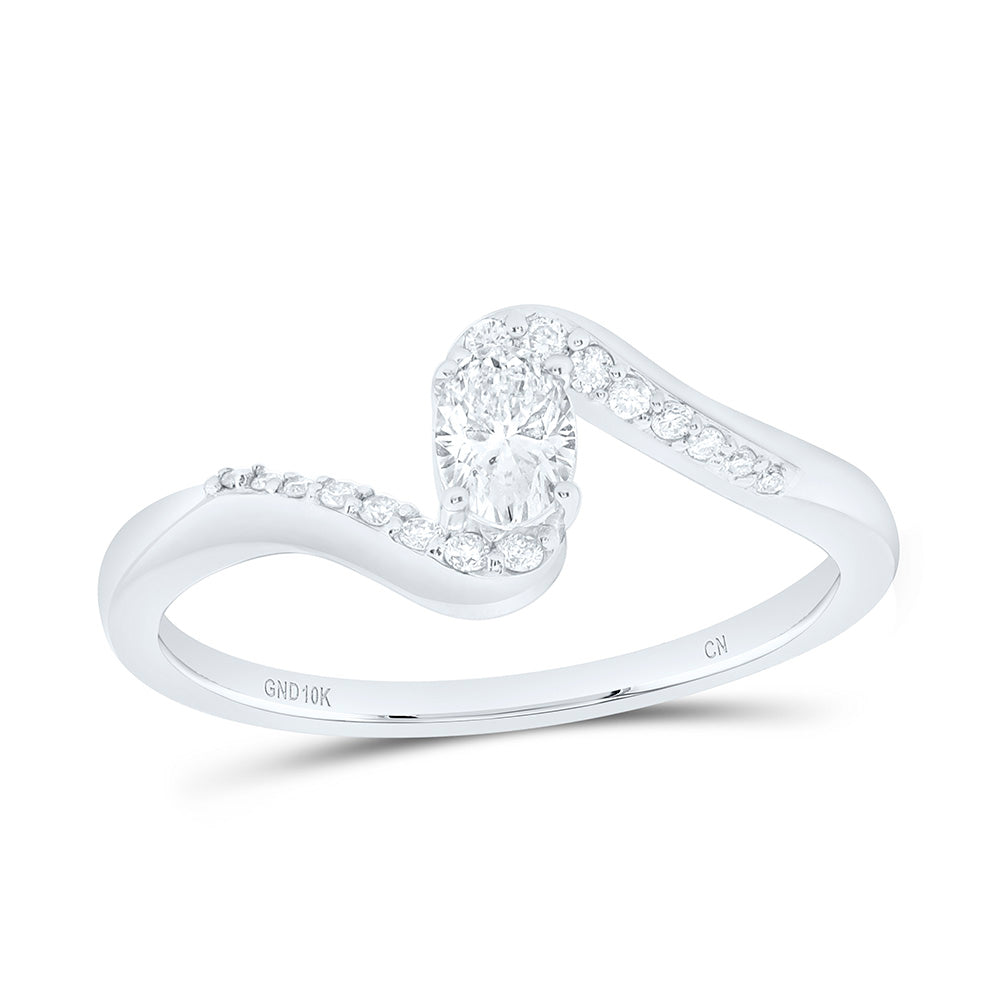 10K Yellow Or White Gold 1/3 Cttw Natural Diamond Cn 1/4 Cttw Center Oval Fashion Oval Promise Bridal Anniversary Wedding Engagement Band Ring