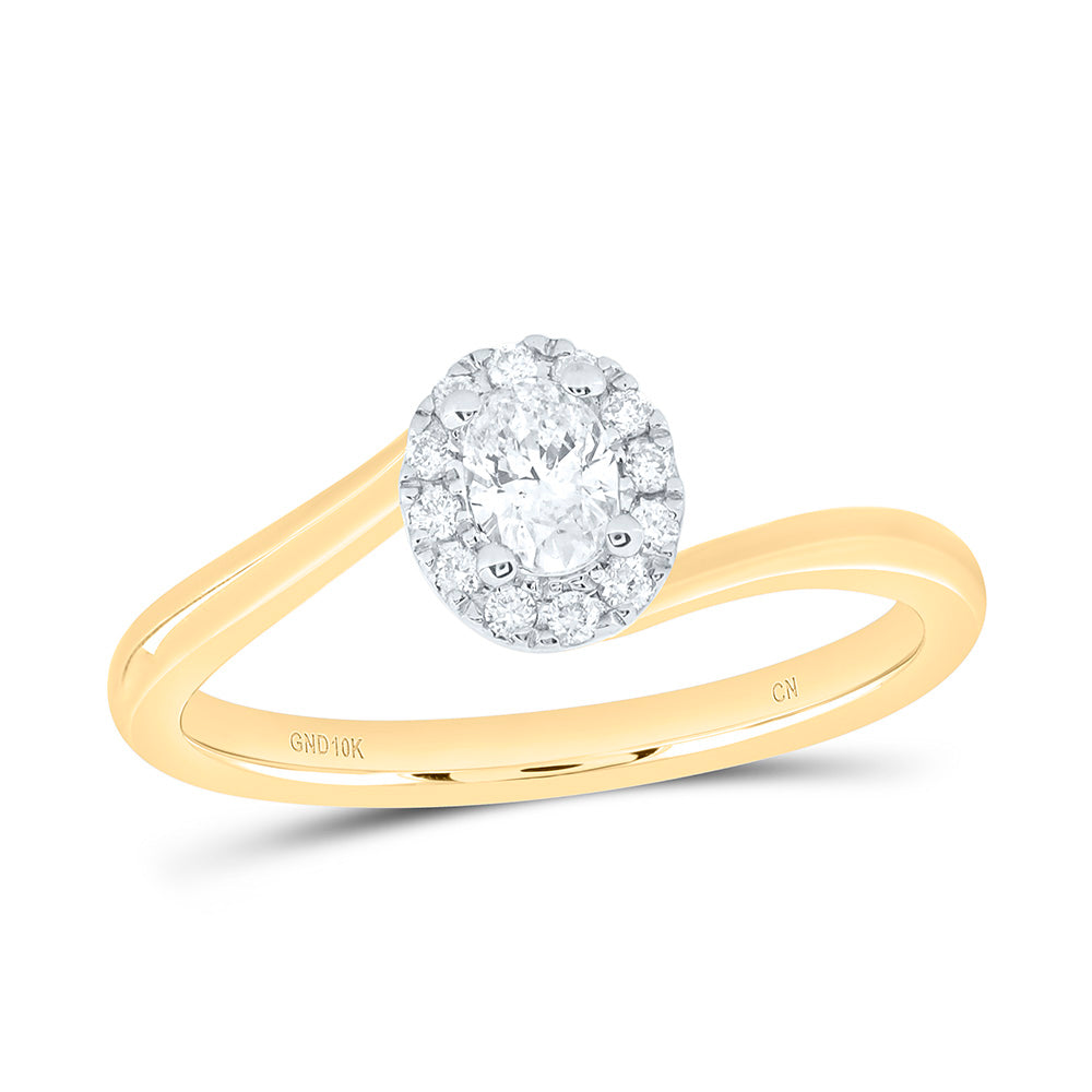 10K Yellow Or White Gold 1/3 Cttw Natural Diamond Cn 1/4 Cttw Center Oval Fashion Oval Promise Bridal Anniversary Wedding Engagement Band Ring