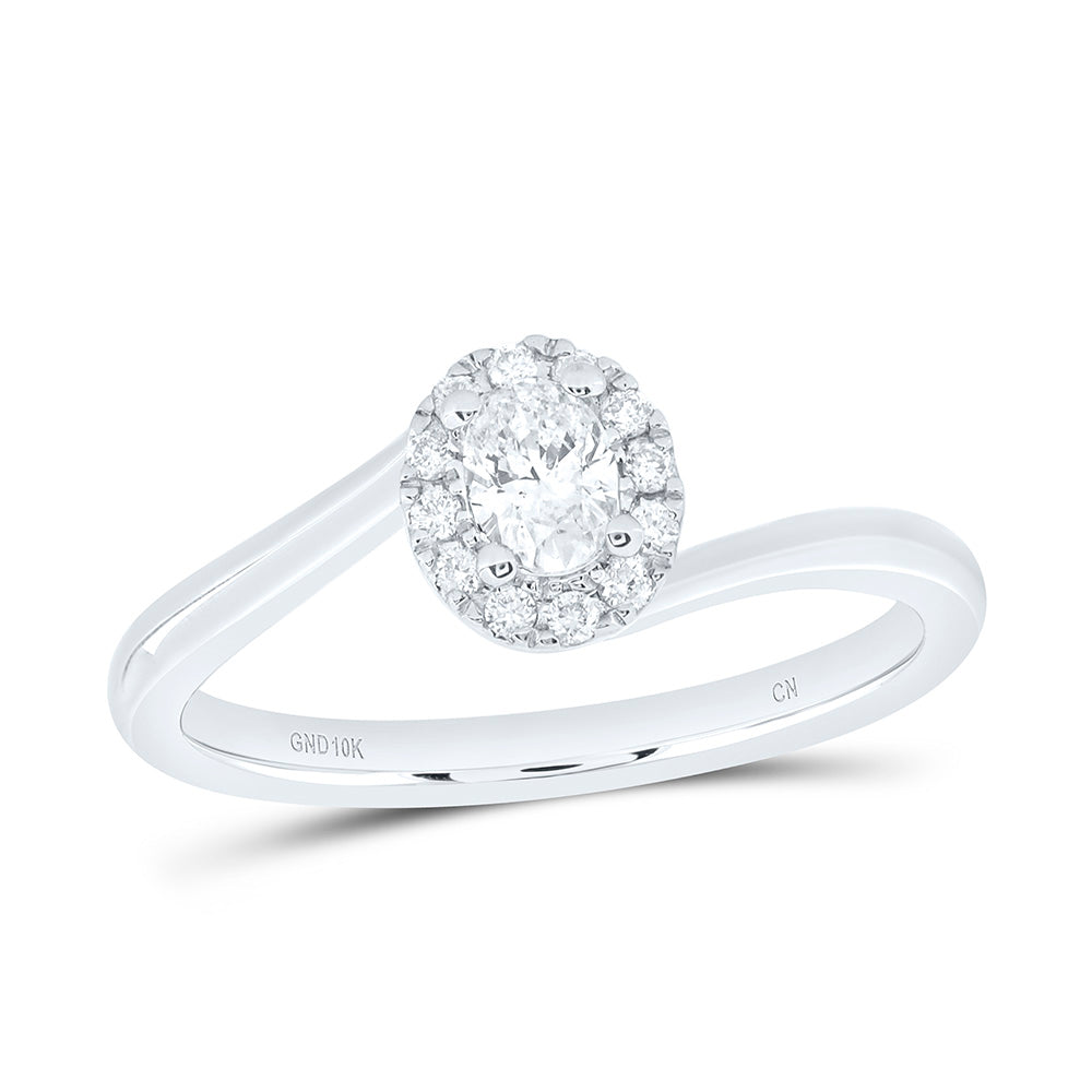 10K Yellow Or White Gold 1/3 Cttw Natural Diamond Cn 1/4 Cttw Center Oval Fashion Oval Promise Bridal Anniversary Wedding Engagement Band Ring