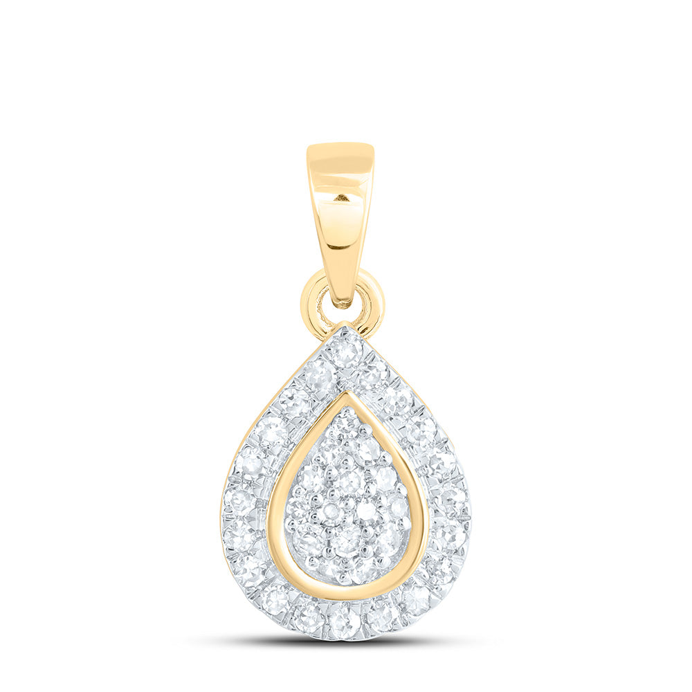10K Yellow Or White Gold 1/10 Cttw Natural Diamond Nk Fashion Pear Pendant