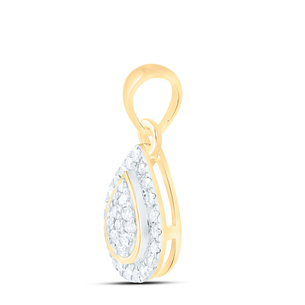 10K Yellow Or White Gold 1/10 Cttw Natural Diamond Nk Fashion Pear Pendant
