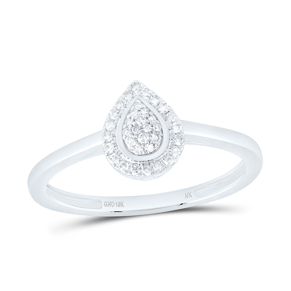 10K Yellow Or White Gold 1/10 Cttw Natural Diamond Nk Fashion Pear Bridal Anniversary Wedding Engagement Band Ring