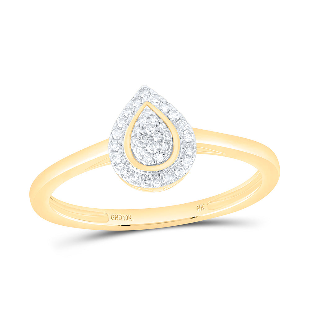 10K Yellow Or White Gold 1/10 Cttw Natural Diamond Nk Fashion Pear Bridal Anniversary Wedding Engagement Band Ring