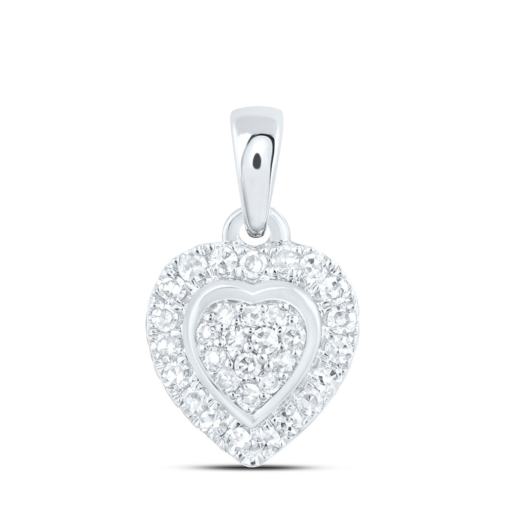 10K Yellow Or White Gold 1/8 Cttw Natural Diamond Nk Fashion Heart Pendant, L: 8.1 Mm x W: 7.8 Mm