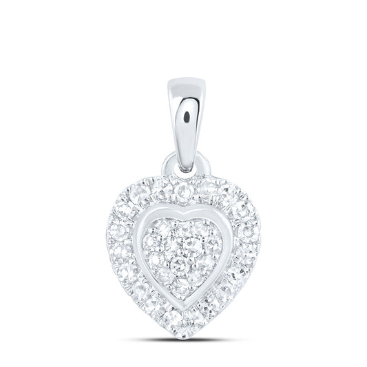 10K Yellow Or White Gold 1/8 Cttw Natural Diamond Nk Fashion Heart Pendant, L: 8.1 Mm x W: 7.8 Mm
