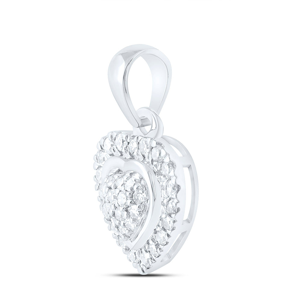 10K Yellow Or White Gold 1/8 Cttw Natural Diamond Nk Fashion Heart Pendant, L: 8.1 Mm x W: 7.8 Mm