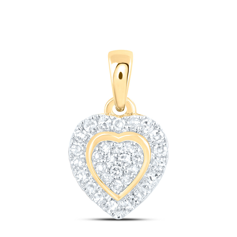 10K Yellow Or White Gold 1/8 Cttw Natural Diamond Nk Fashion Heart Pendant, L: 8.1 Mm x W: 7.8 Mm