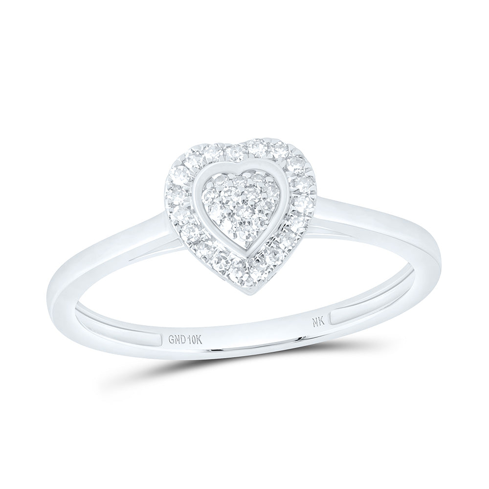 10K Yellow Or White Gold 1/8 Cttw Natural Diamond Nk Fashion Heart Bridal Anniversary Wedding Engagement Band Ring