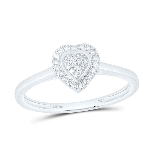 10K Yellow Or White Gold 1/8 Cttw Natural Diamond Nk Fashion Heart Bridal Anniversary Wedding Engagement Band Ring