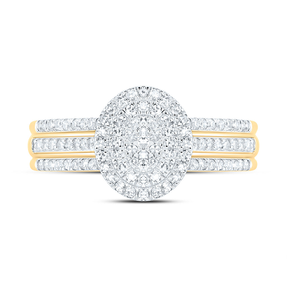 10K Yellow Or White Gold 3/8 Cttw Natural Diamond Nk Fashion Oval Bridal Anniversary Wedding Engagement Band Ring