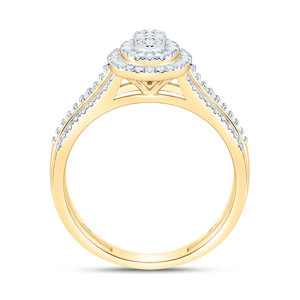 10K Yellow Or White Gold 3/8 Cttw Natural Diamond Nk Fashion Oval Bridal Anniversary Wedding Engagement Band Ring