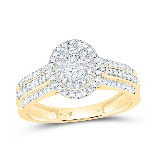 10K Yellow Or White Gold 3/8 Cttw Natural Diamond Nk Fashion Oval Bridal Anniversary Wedding Engagement Band Ring
