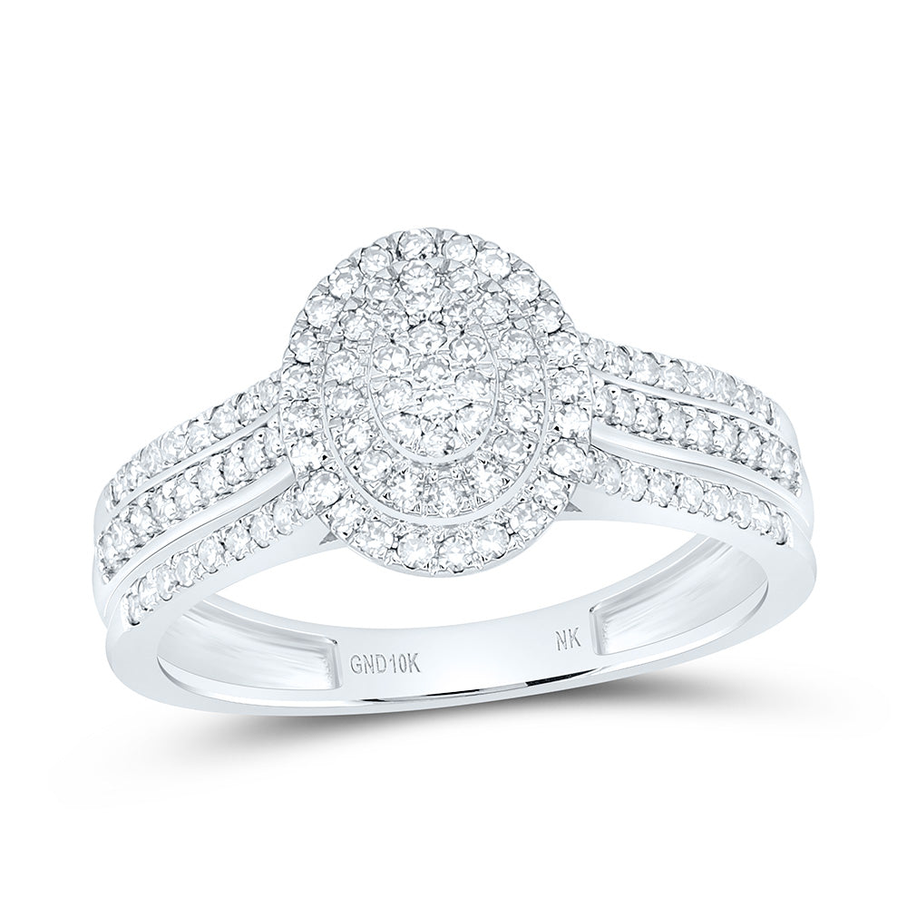 10K Yellow Or White Gold 3/8 Cttw Natural Diamond Nk Fashion Oval Bridal Anniversary Wedding Engagement Band Ring