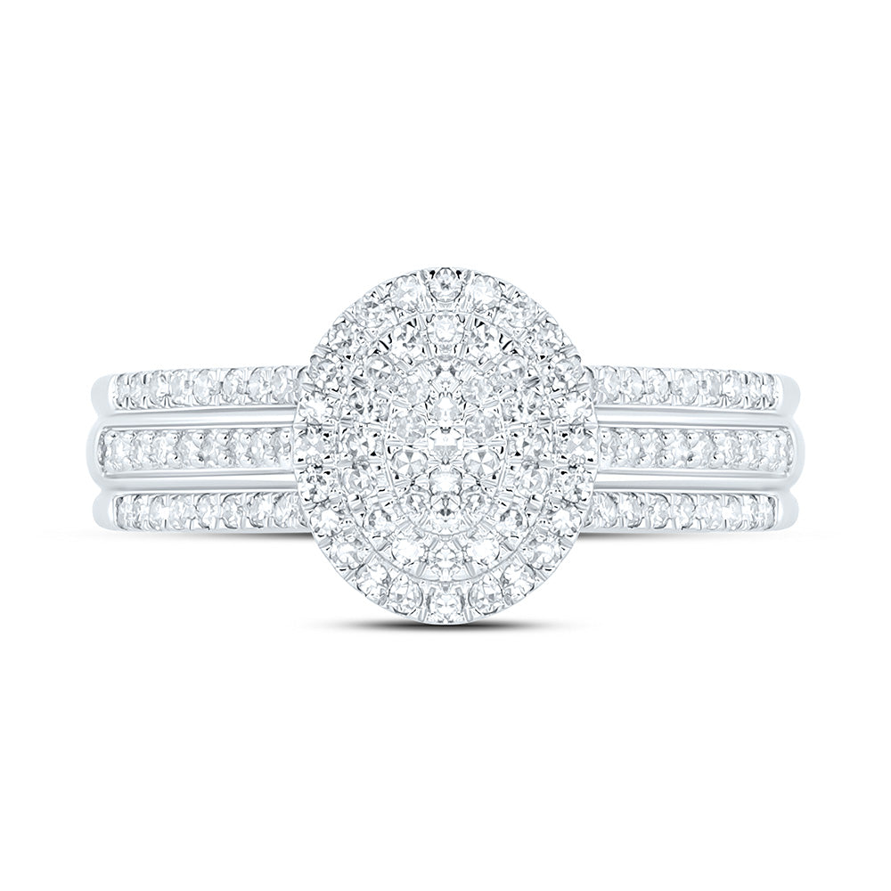 10K Yellow Or White Gold 3/8 Cttw Natural Diamond Nk Fashion Oval Bridal Anniversary Wedding Engagement Band Ring