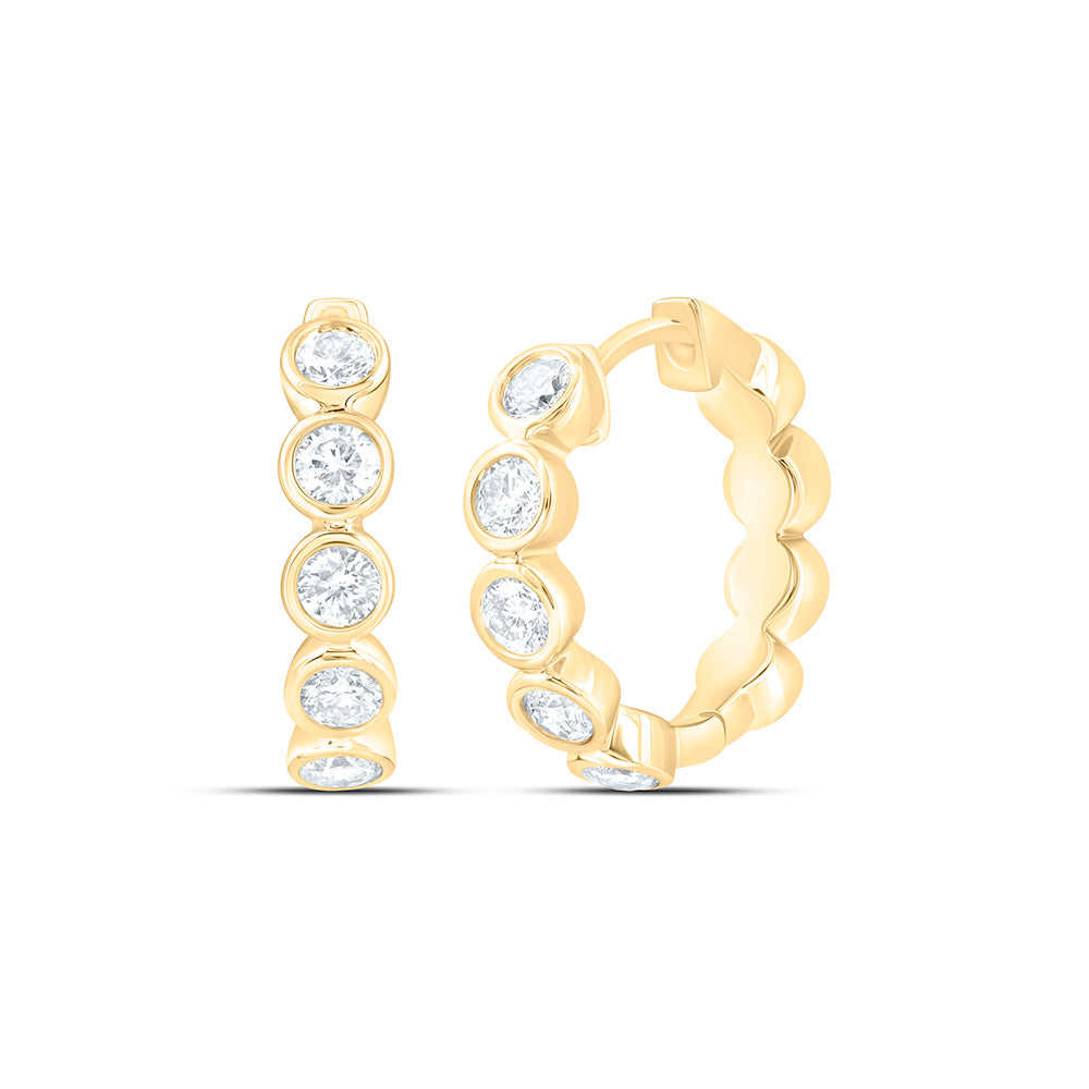 10K Yellow Gold 5/8Ctw Natural Diamond Cn Fashion Hoop Earring