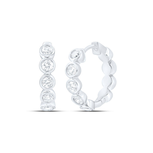 10K White Gold 5/8 Cttw Natural Diamond Cn Fashion Hoop Earring