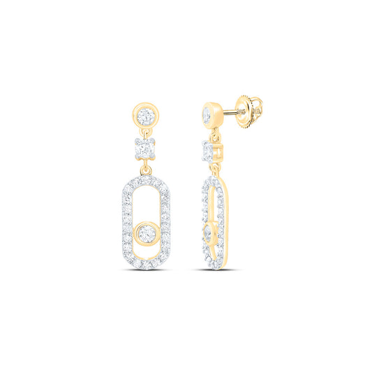 10K Yellow Or White Gold 1 Cttw Natural Diamond Cn Fashion Dangling Earring