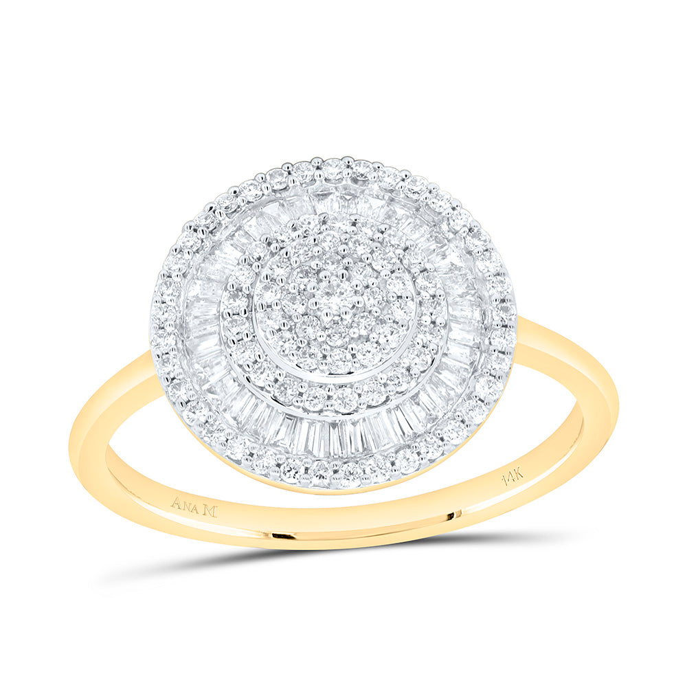 10K Yellow Or White Gold 5/8 Cttw Natural Diamond Ana M Fashion Round Bridal Anniversary Wedding Engagement Band Ring