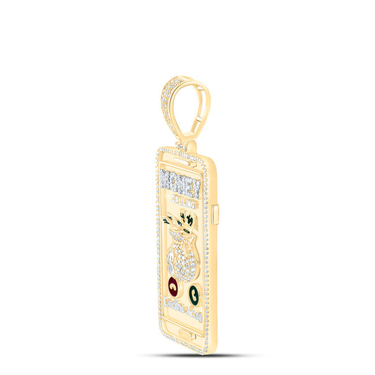 10K Yellow Gold 1 Cttw Natural Diamond Nk Money Calling Mens Charm