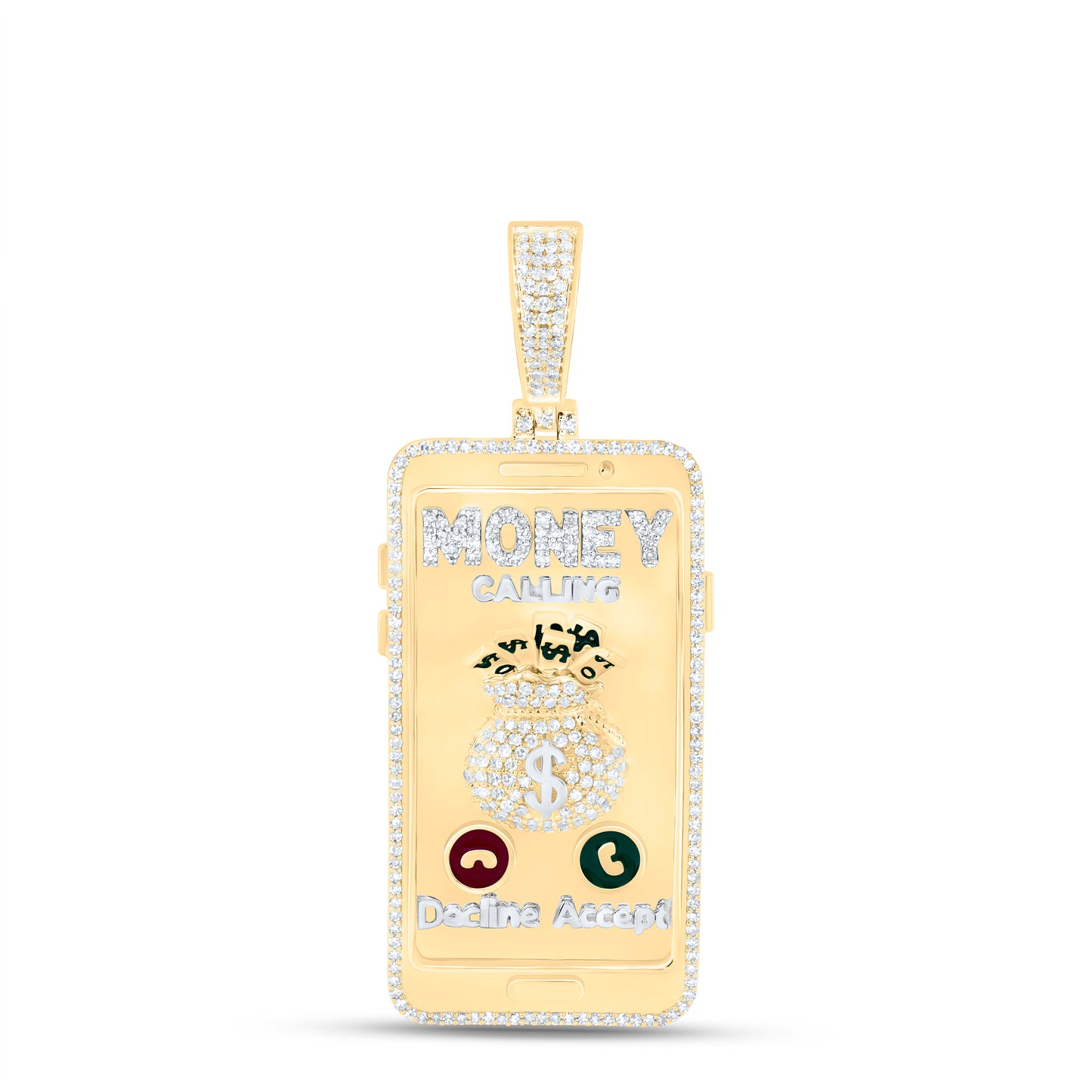 10K Yellow Gold 1 Cttw Natural Diamond Nk Money Calling Mens Charm
