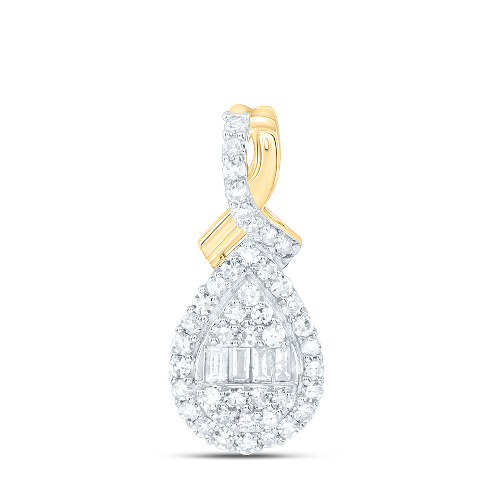 10K Yellow Or White Gold 1/5 Cttw Natural Diamond Nk Fashion Pear Pendant