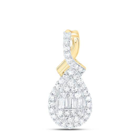 10K Yellow Or White Gold 1/5 Cttw Natural Diamond Nk Fashion Pear Pendant