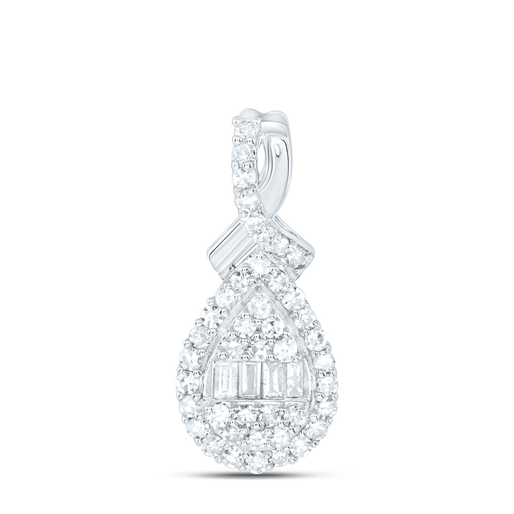 10K Yellow Or White Gold 1/5 Cttw Natural Diamond Nk Fashion Pear Pendant
