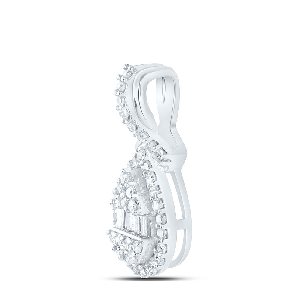 10K Yellow Or White Gold 1/5 Cttw Natural Diamond Nk Fashion Pear Pendant